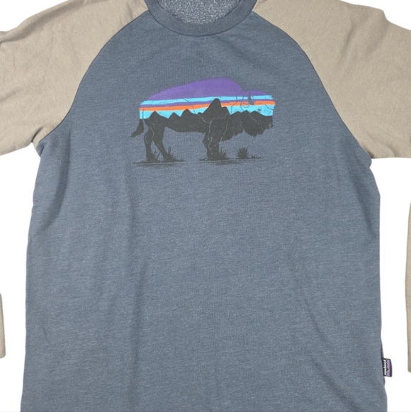Patagonia Fitz Roy Bison Lightweight Crew Sweatshirt Mens Size Med Blue - Picture 2 of 10